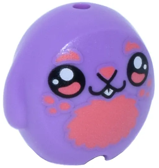 Medium Lavender Minifigure, Utensil Pillow Plush Toy with Bunny / Rabbit with Coral Eyebrows, Nose, 