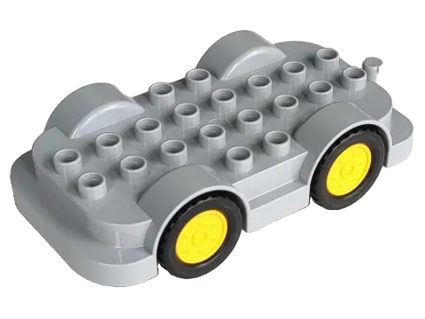 Light Bluish Gray Duplo Car Base 4 x 8 with Yellow Wheels with Black Tires