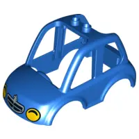 Blue Duplo Car Body High Cab 2 Top Studs with Yellow Headlights and Grille Pattern