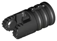 Black Hinge Cylinder 1 x 2 Locking with 2 Fingers and Axle Hole on Ends with Slots