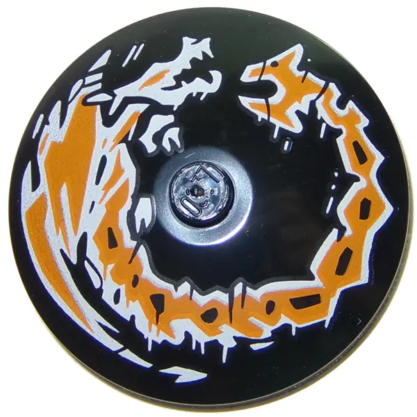 Black Dish 4 x 4 Inverted (Radar) with Solid Stud with Dragon Orange and White Pattern
