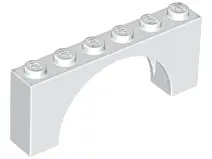 White Arch 1 x 6 x 2 - Thin Top without Reinforced Underside