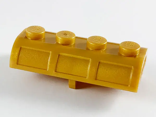 Pearl Gold Container, Treasure Chest Lid Curved with Thick Hinge