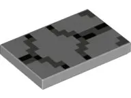 Light Bluish Gray Tile 2 x 3 with Pixelated Black and Dark Bluish Gray Pattern