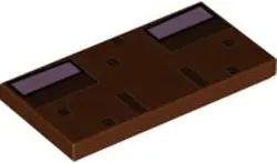 Reddish Brown Tile 2 x 4 with Bright Pink Rectangles and Dark Brown Pixelated Pattern (Minecraft Jun