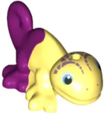 Bright Light Yellow Chameleon, Friends Style with Black, Medium Azure and White Eyes, Metallic Pink 