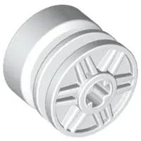 White Wheel 18mm D. x 14mm with Axle Hole, Fake Bolts and Shallow Spokes