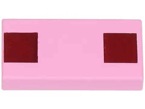 Bright Pink Tile 1 x 2 with 2 Dark Red Squares Pattern (Minecraft Pig Nostrils)