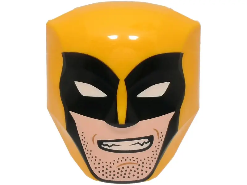 Bright Light Orange Large Figure Face with Brow and Nose Detail, 2 x 2 Round Brick Attachment with B