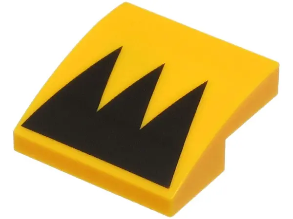 Bright Light Orange Slope, Curved 2 x 2 x 2/3 with Black Triangles / Zigzag Pattern