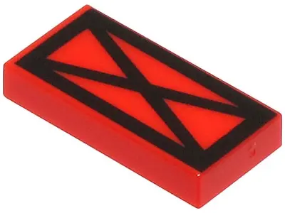 Red Tile 1 x 2 with Black Cross in Rectangle Pattern
