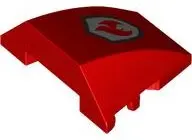 Red Wedge 4 x 3 Triple Curved No Studs with Black and Silver Fire Logo Badge Pattern