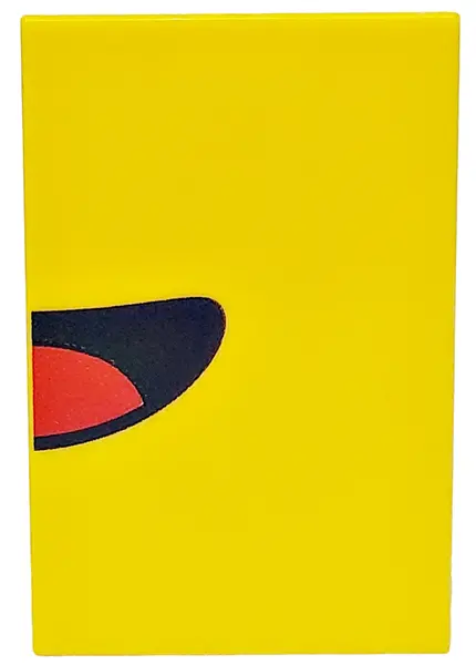 Yellow Tile 2 x 3 with Black Open Mouth Smile with Red Tongue Left Half Pattern