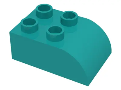 Dark Turquoise Duplo, Brick 2 x 3 Slope Curved