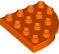 Orange Duplo, Plate Round Corner 4 x 4