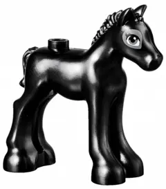 Black Horse, Friends Style, Baby Foal with Dark Bluish Gray and White Eyes with Double Eyelashes Pat