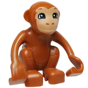Dark Orange Duplo Monkey, Curled Tail with Nougat Face Pattern
