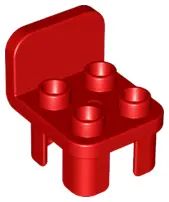 Red Duplo, Furniture Chair with 4 Studs and Rounded Back
