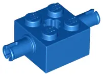 Blue Brick, Modified 2 x 2 with Pins and Axle Hole
