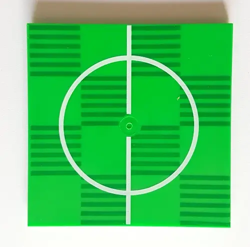 Bright Green Tile 6 x 6 with Bottom Tubes with Soccer (Football) Pitch Center Circle Pattern