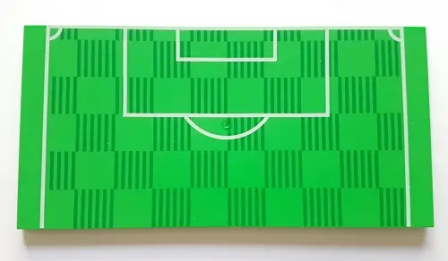 Bright Green Tile 8 x 16 with Bottom Tubes, Textured Surface with Soccer (Football) Pitch Goal Box a