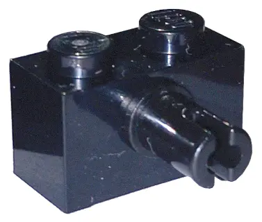 Black Brick, Modified 1 x 2 with Pin and Bottom Stud Holder