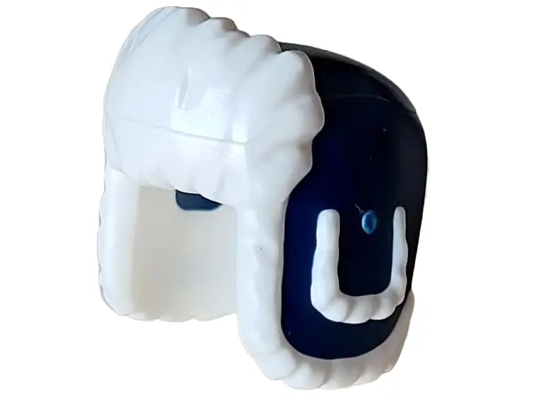 Dark Blue Minifigure, Headgear Ushanka Hat with Molded White Fur Lining Pattern