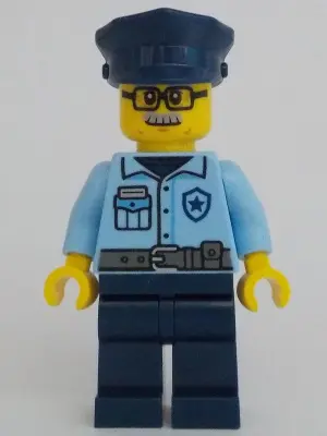 Police - City Officer Male, Bright Light Blue Uniform with Dark Bluish Gray Belt, Dark Blue Legs, Da