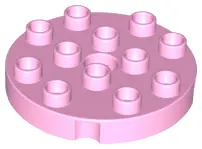 Bright Pink Duplo, Plate Round 4 x 4 with Hole with Locking Ridges