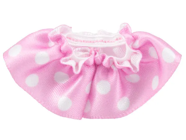 Bright Pink Duplo Wear Cloth Skirt Satin with Large White Polka Dots Pattern, Knee Length (18mm)