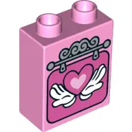 Bright Pink Duplo, Brick 1 x 2 x 2 with Wall Hanging with Hands Holding Heart Pattern