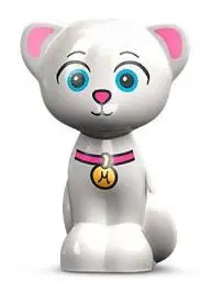White Cat, Friends Style, Sitting with Medium Azure Eyes, Bright Pink Inner Ears, Nose and Collar, G