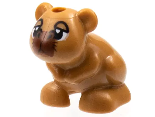 Medium Nougat Hamster / Mouse, Friends Style with Black Eyes, Droopy Eyelids, and Reddish Brown Muzz