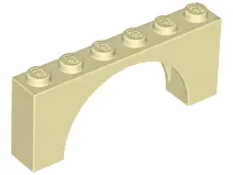 Tan Arch 1 x 6 x 2 - Thin Top without Reinforced Underside