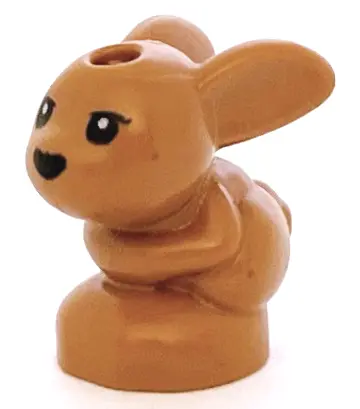 Medium Nougat Bunny / Rabbit, Friends Style, Baby, Sitting with Black Eyes and Nose Pattern (Chili /