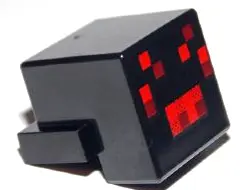 Black Creature Head Pixelated with Red and Dark Red Face Pattern (Minecraft Spider)
