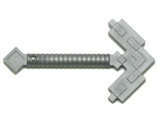 Flat Silver Minifigure, Utensil Pickaxe Pixelated (Minecraft)