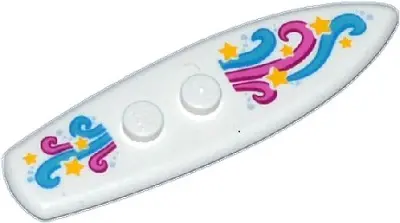 White Minifigure, Utensil Surfboard Standard with Dark Pink, Magenta, Dark Azure and Medium Azure Sw