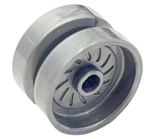 Flat Silver Wheel 18mm D. x 12mm with Axle Hole and Stud, Solid Brake Rotor Lines