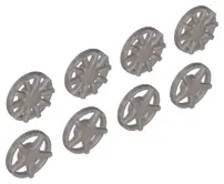 Flat Silver Wheel Cover 5 Spoke and 10 Spoke for Wheel 18976, 8 in Bag - 4 of Each (Multipack)