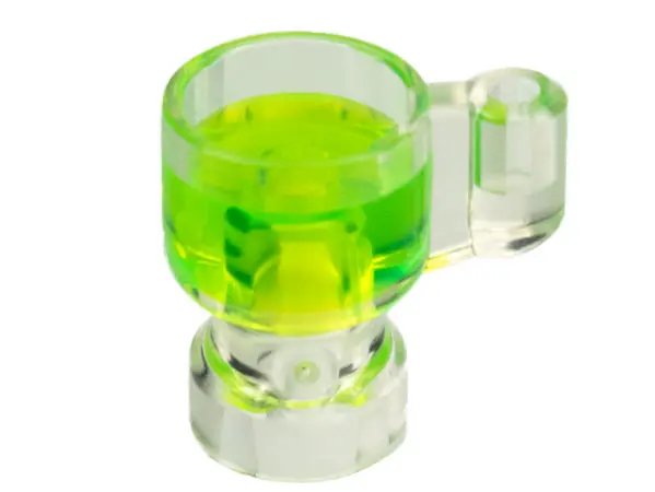 Trans-Clear Minifigure, Utensil Stein / Cup with Molded Trans-Bright Green Drink Pattern