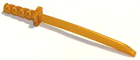 Pearl Gold Minifigure, Weapon Sword, Shamshir / Katana (Square Guard) with Uncapped Pommel and Hole 