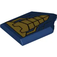 Dark Blue Tile, Modified 2 x 3 Pentagonal with Gold Triangle Chest Protector and Black line Detail P