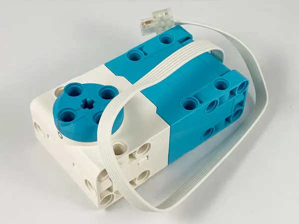 Medium Azure Electric, Motor SPIKE Prime / Powered Up, Large Angular with White Top Housing and Cabl