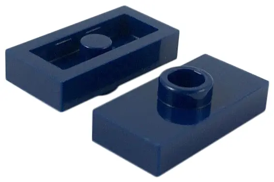 Dark Blue Plate, Modified 1 x 2 with 1 Stud without Groove (Jumper)