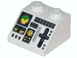 White Slope 45 2 x 2 with Aircraft Green and Yellow Horizon Indicator, Controls, Black Buttons, Silv