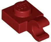 Dark Red Plate, Modified 1 x 1 with Open O Clip (Horizontal Grip)