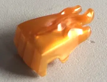 Pearl Gold Hand Gorilla Fist with Marbled Trans-Orange Flames Pattern (fits Minifigure Hand)