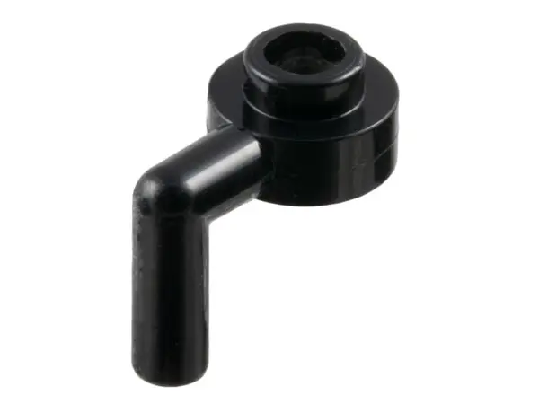 Black Plate, Round 1 x 1 Open Stud with Bar Arm Down