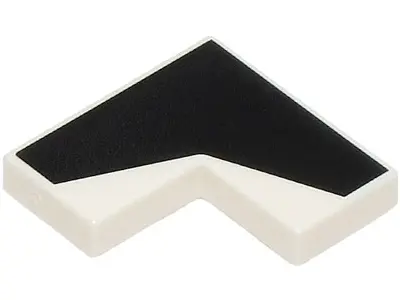 Tile 2 x 2 Corner with Black Angled Stripe Pattern